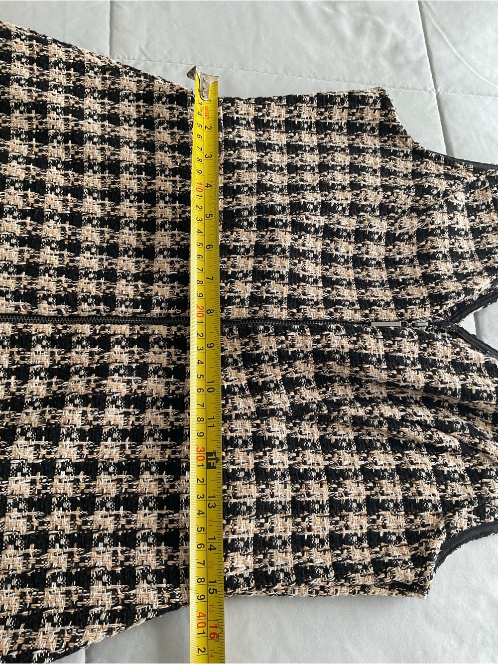 Primark Tweed Pinafore Mini Dress Black Beige Women’s Size 8 - Picture 12 of 14